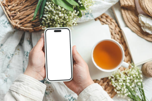 istock Phone with isolated screen, good morning concept 1629501872