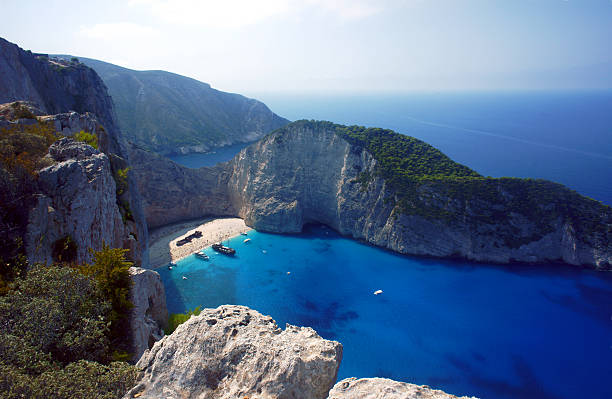 istock cliff face with shipwreck on Zakynthos island 162951607