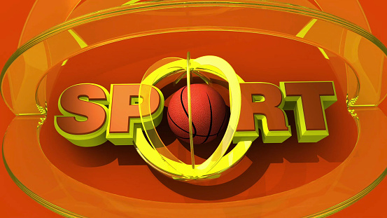 Dynamic TV intro with a basketball ball inside SPORT logo on green background. / You can see the animation movie of this image from my iStock video portfolio. Video number: 1600862609