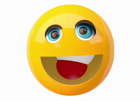 Cute emoji laughing and talking on a white background. / You can see the animation movie of this image from my iStock video portfolio. Video number: 1617421908