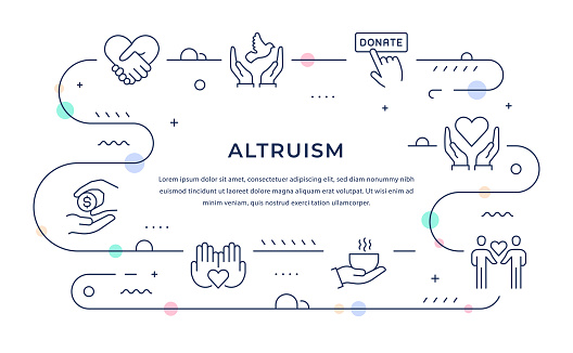 Altruism Web Banner Design with Line Icons