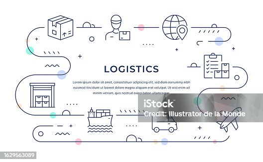 istock Logistics Web Banner Design with Line Icons 1629563089