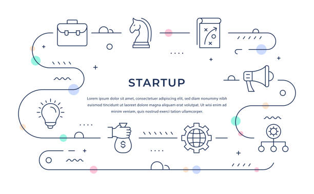 Startup Web Banner Design with Line Icons