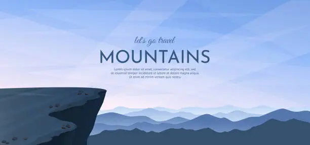 Vector illustration of A panoramic view of the mountains from the top of the rock.