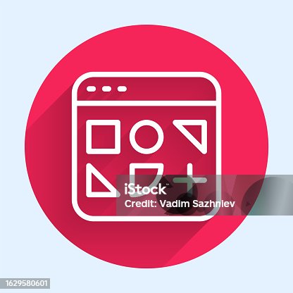 istock White line Different files icon isolated with long shadow background. Red circle button. Vector 1629580601