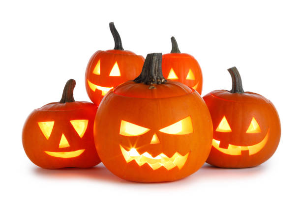 istock Halloween Pumpkins isolated on white 1629601825