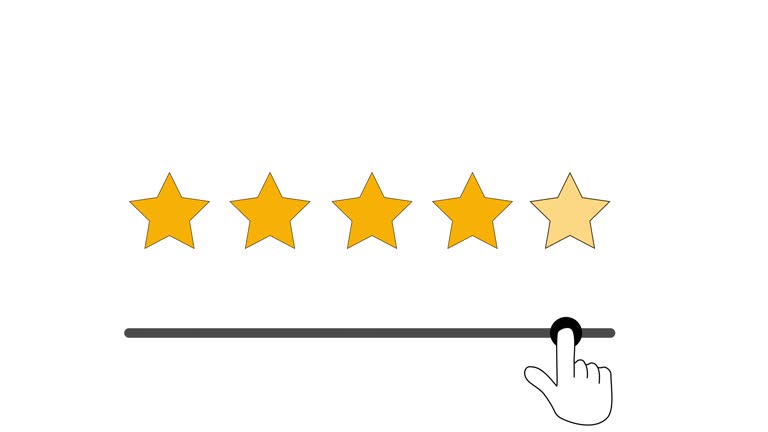 rating stars. raising the rating. ranking down. 4k video illustration.