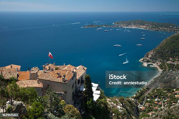 Overlook Mediterranean Sea In Summer Stock Photo - Download Image Now - French Flag, Nautical Vessel, Blue
