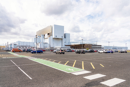 The car park for Torness nuclear power station in East Lothian, Scotland.