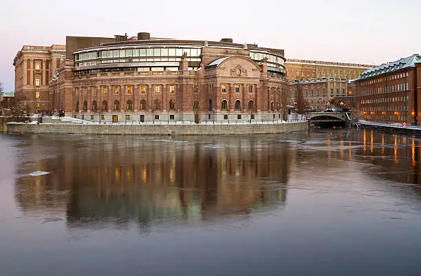 Swedish parliament, landmark in Stockholm.