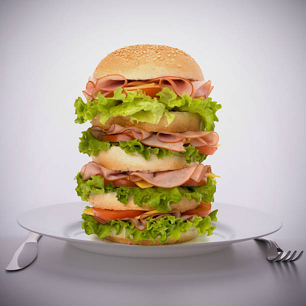 istock Fast food big sandwich  on plate 162963760