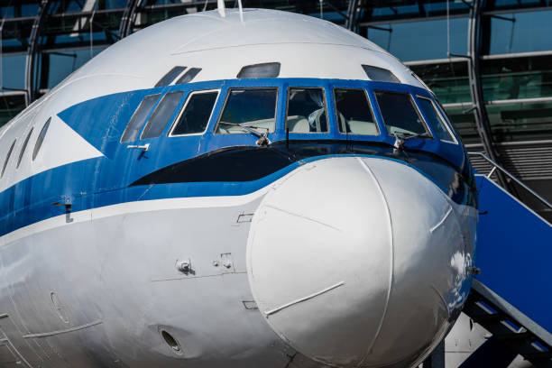 Front view of old airplane, Germany Saxony Leipzig
