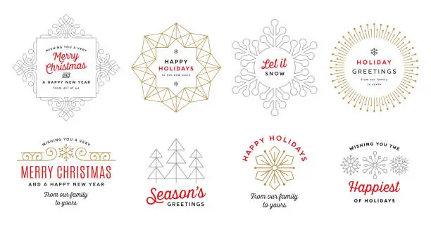 Vector illustration of Collection of Holiday Christmas Labels