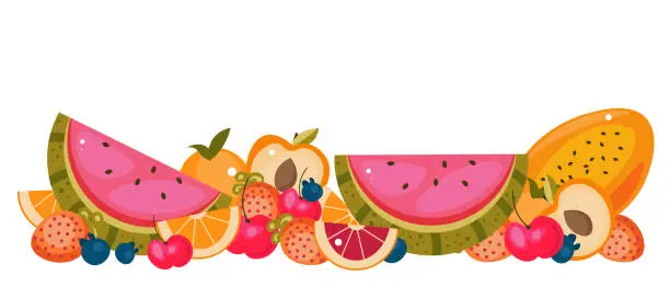 Vector illustration of Fruits on white background, isolated fruits