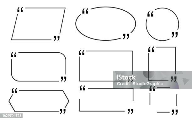Quote Vector For Text Speech Quotation Box Frames With Borders Design ...