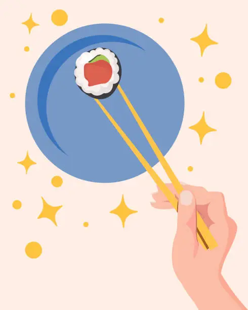 Vector illustration of sushi rolls poster