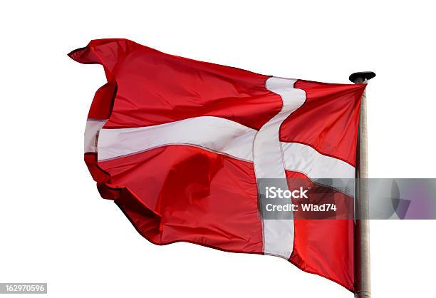 Foto de Bandeira Dinamarquesa O Vento No Fundo Branco e mais fotos de stock de Bandeira - Bandeira, Bandeira Dinamarquesa, Branco