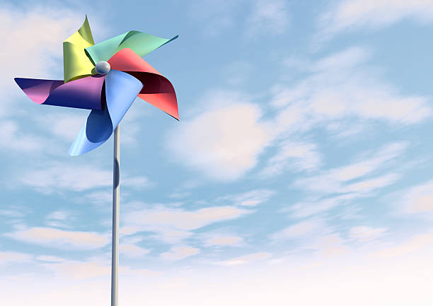Colorful Pinwheel On Blue Sky Front