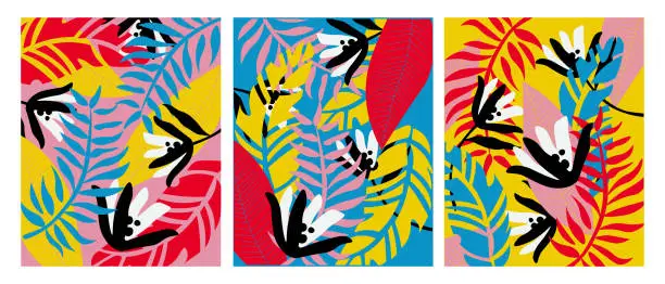 Vector illustration of Tropical poster, modern design, palm leaves