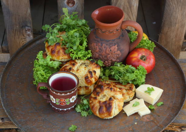 Still life with khachapuri stock photo