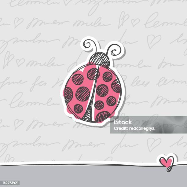 Hand Drawn Card Vector Eps 10 Stock Illustration - Download Image Now - Ladybug, Pink Color, Animal Markings