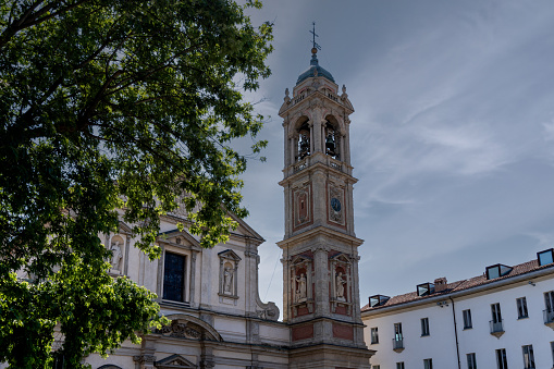 Tower of the Basilica of Santo Stefano Maggiore in Milan-Italy. It is also called St. Stephen of Brolo (historical name of the area) or St. Stephen's Gate (in reference to the potern of Santo Stefano).