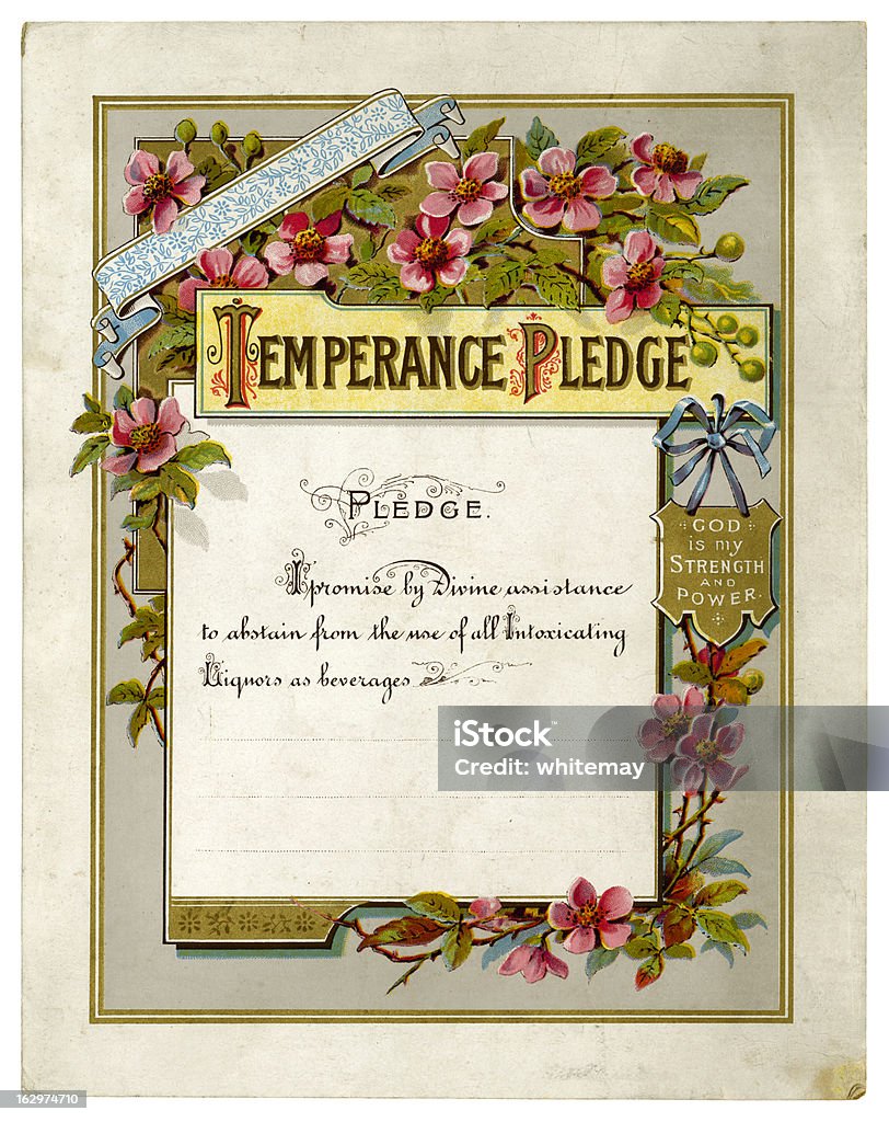 Victorian temperance promessa de certificado - Ilustração de Estilo Vitoriano royalty-free