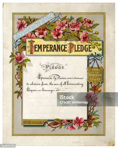 Vetores de Victorian Temperance Promessa De Certificado e mais imagens de Estilo Vitoriano - Estilo Vitoriano, Temperança, Certidão