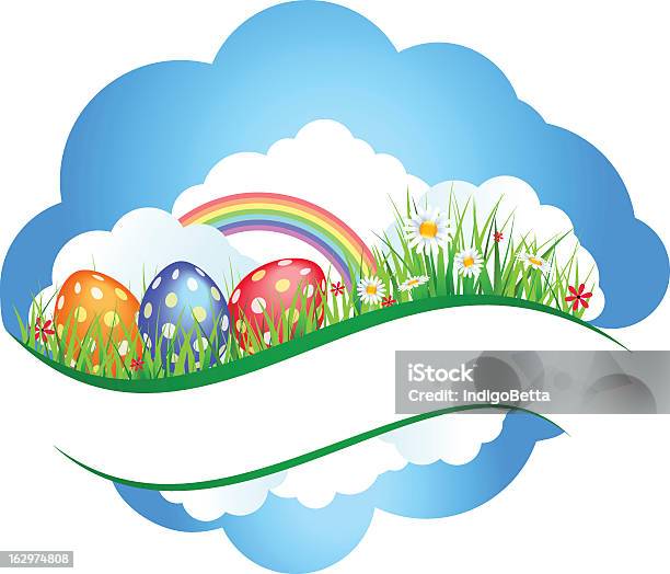 Wielkanoc Banery Z Kolorowych Jaj - Stockowe grafiki wektorowe i więcej obrazów Bez ludzi - Bez ludzi, Chmura, Czerwony