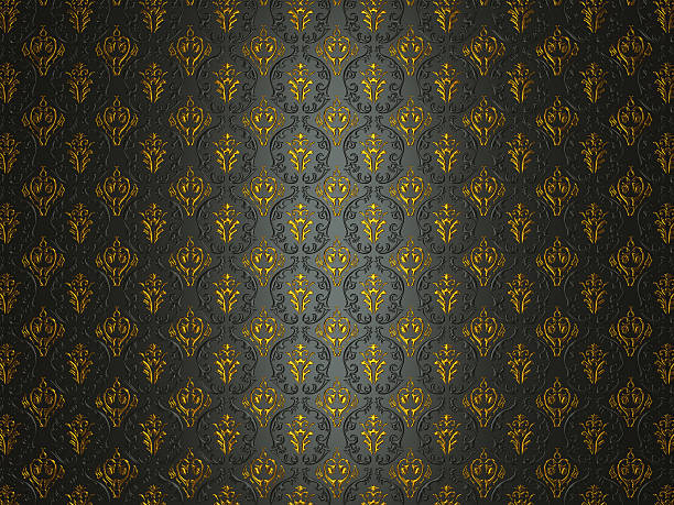 istock Black material with golden victorian ornament 162976110