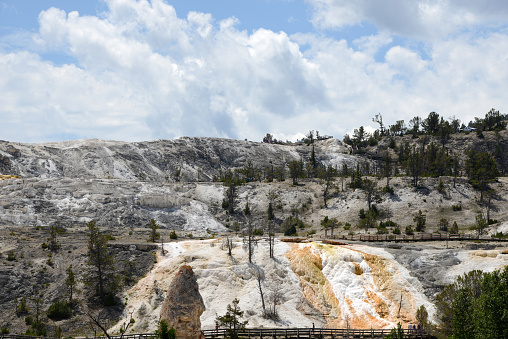 sinter terraces at Mammoth Hot Springs in the North of Yellowstone National Park