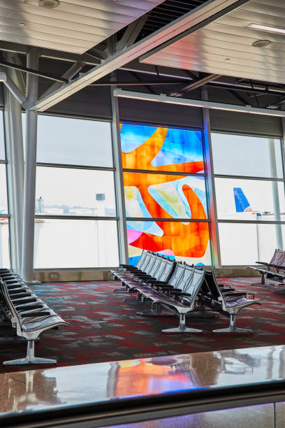 Empty airport terminal waiting area