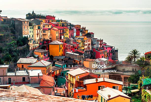 View Of Manarola Italy Stock Photo - Download Image Now - Aerial View, Ancient, Apartment