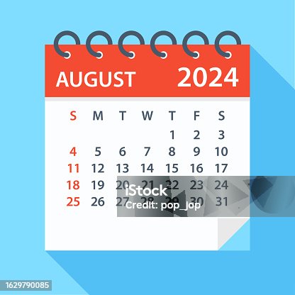 istock August 2024 - Calendar. Week starts on Sunday 1629790085