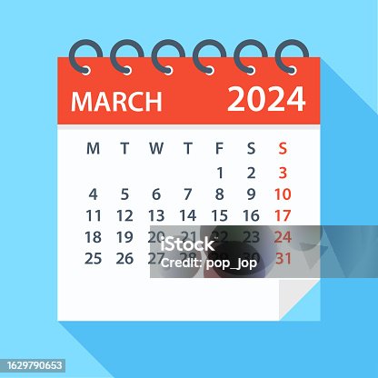 istock March 2024 - Calendar. Week starts on Monday 1629790653