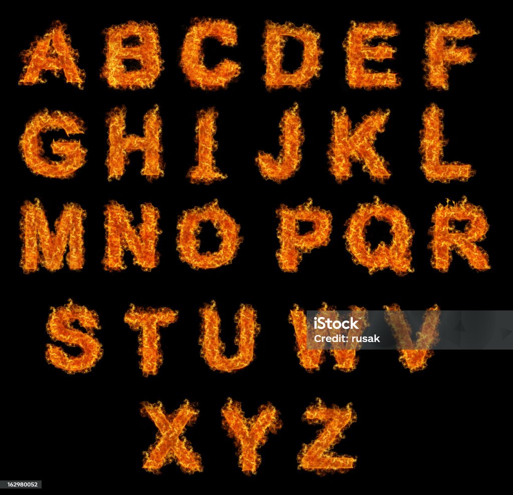 Satz von Feuer alphabet - Lizenzfrei Feuer Stock-Foto