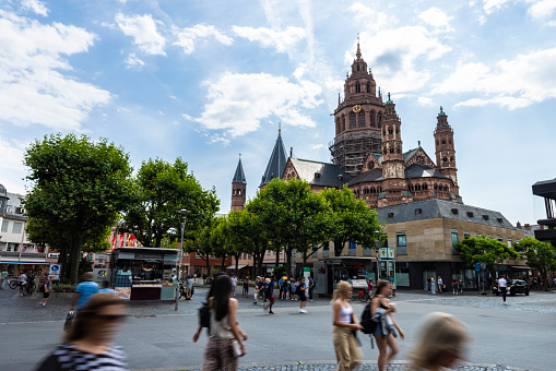 Frankfurt, Germany - July 5, 2016: Historic old town Frankfurt-Hoechst with its half-timbered houses