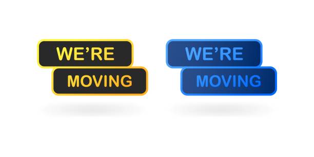 istock We're moving sign. Flat, color, moving sign, warning that we are moving. Vector illustration 1629819475