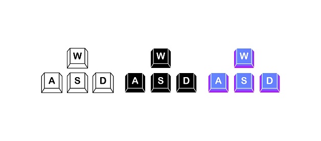 Control Button Styles Character Control Buttons Different Styles Color W A S D Buttons Vector ...