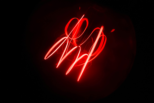 filament bulb in a photographic darkroom