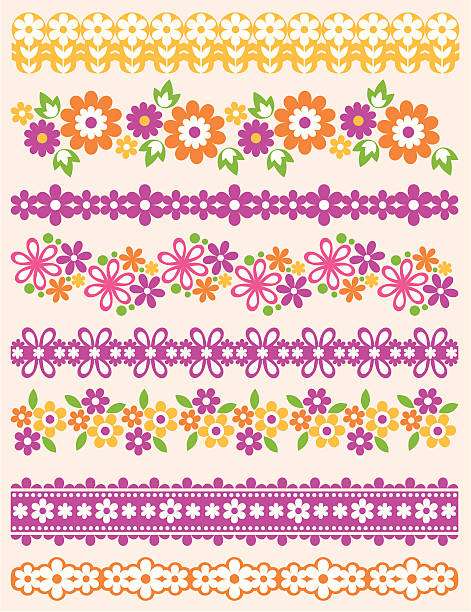 satz der spitze papier mit blume - lace seamless vector silhouette stock-grafiken, -clipart, -cartoons und -symbole