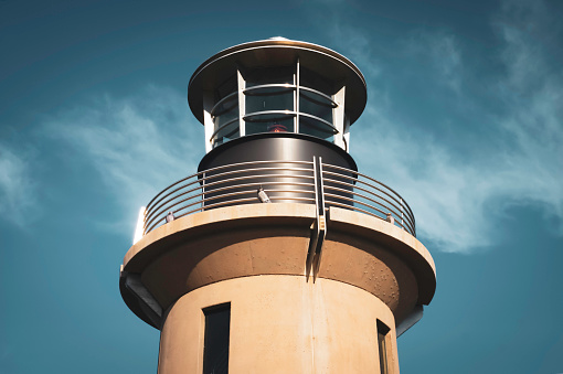 Close-up of lighthouse viewed from the ground