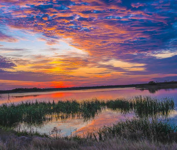 istock Fiery sunset reflects in a Texan Lake 1629923288