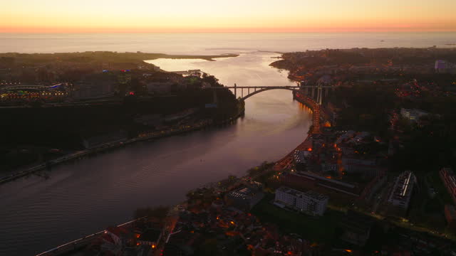 Drone view of landscape view on the old town in Porto, Portugal