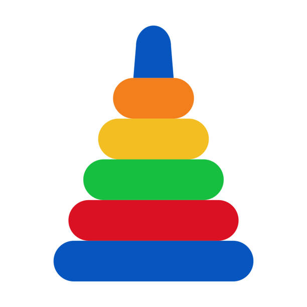 zabawkowa piramida dla rozwoju małe dzieci, edukacja zabawa urocza zabawka - glastonbury stock illustrations