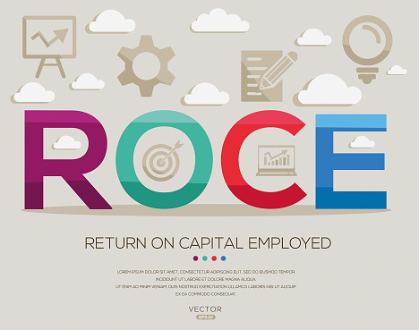 Roce _ Return on capital employed, letters and icons, and vector illustration.