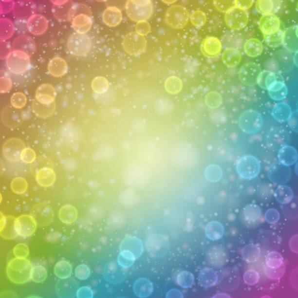 istock Festive rainbow colorfull luminous background. Holiday banner with bokeh and lights. Template for party, design, decor. Vector illustration. 1629947829
