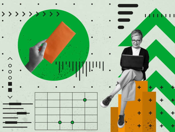 Collage about marketing and email automation. A Woman with laptop and hand holds letter. Collage about marketing and email automation. Woman with laptop and hand holds letter. email marketing automation stock pictures, royalty-free photos & images