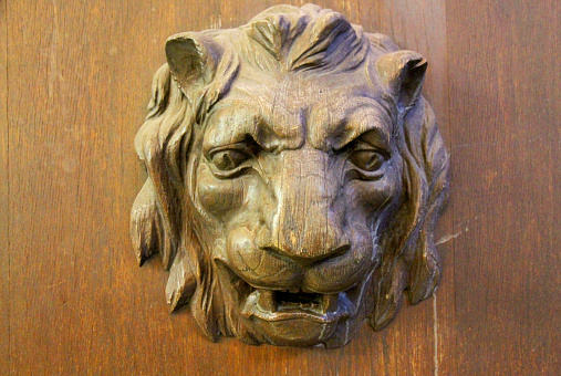 A lion carving on a door in Vienna