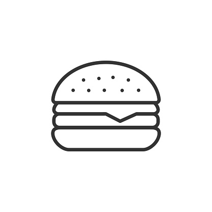 Burger line icon with editable stroke. Outline fast food symbol. Vector illustration isolated on white background.